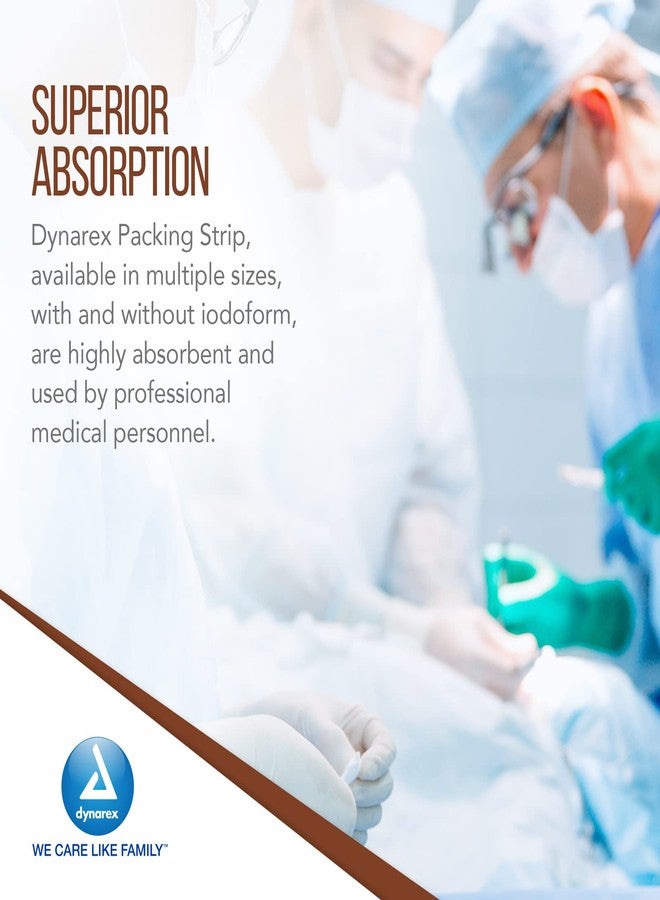 ديناركس شريط حشو دايناركس يودوفورم، معقم للعناية بالجروح، شريط حشو طبي منسوج من القطن بنسبة 100%، ناعم وماص، 1/4 بوصة × 5 ياردة، علبة واحدة تحتوي على 12 شريطًا - Image 4